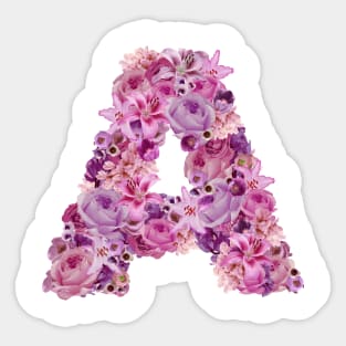 Pink Floral Letter A Sticker